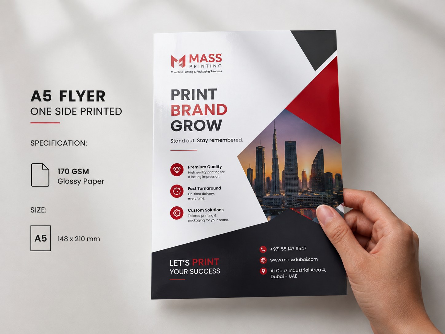 A5 single sided flyer printing Dubai