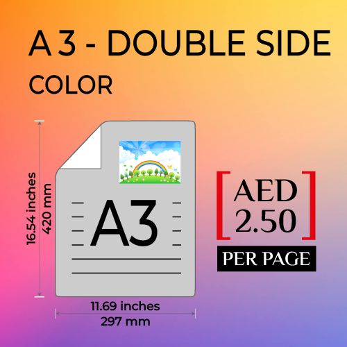 A3 DOUBLE SIDE DOCUMENTS PRINT (COLOR)