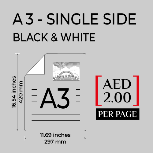 A3 SINGLE SIDE DOCUMENTS PRINT (BLACK)