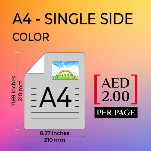 A4 SINGLE SIDE DOCUMENTS PRINT (COLOR)